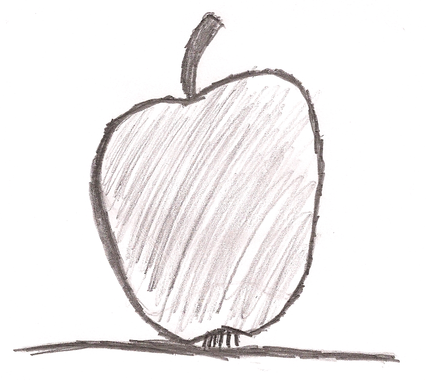 pencil drawing of an apple