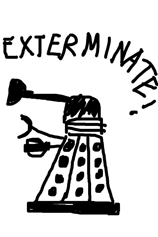 simple digital drawing of a dalek from doctor who saying exterminate