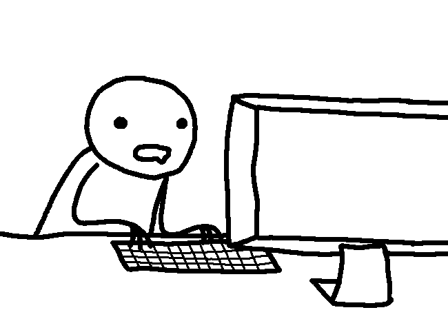 simple digital drawing of mspa reader sitting at their desk and looing into their computer screen