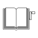 pixel art open book with crank attached on the side