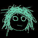 digital sketch of face with messy hair and empty eyes